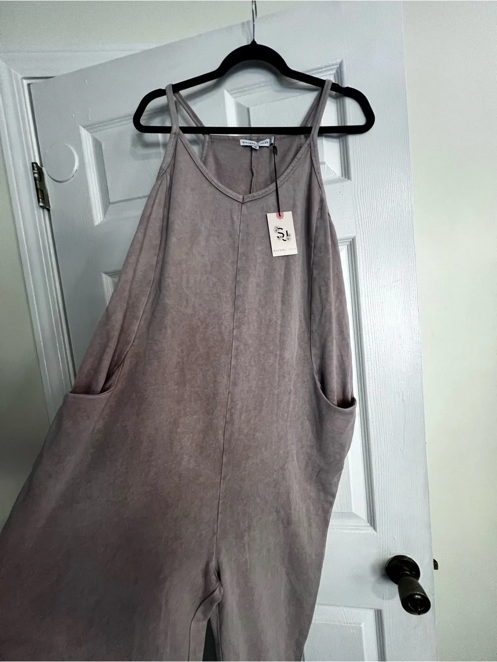 Sincerely Jules Taupe Sleeveless V-Neck Jumpsuit